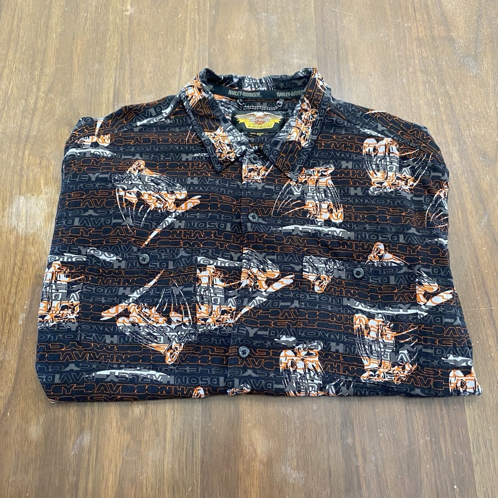 Harley Davidson Shirt Mens XL Short Sleeve Button Front Casual Lightweight